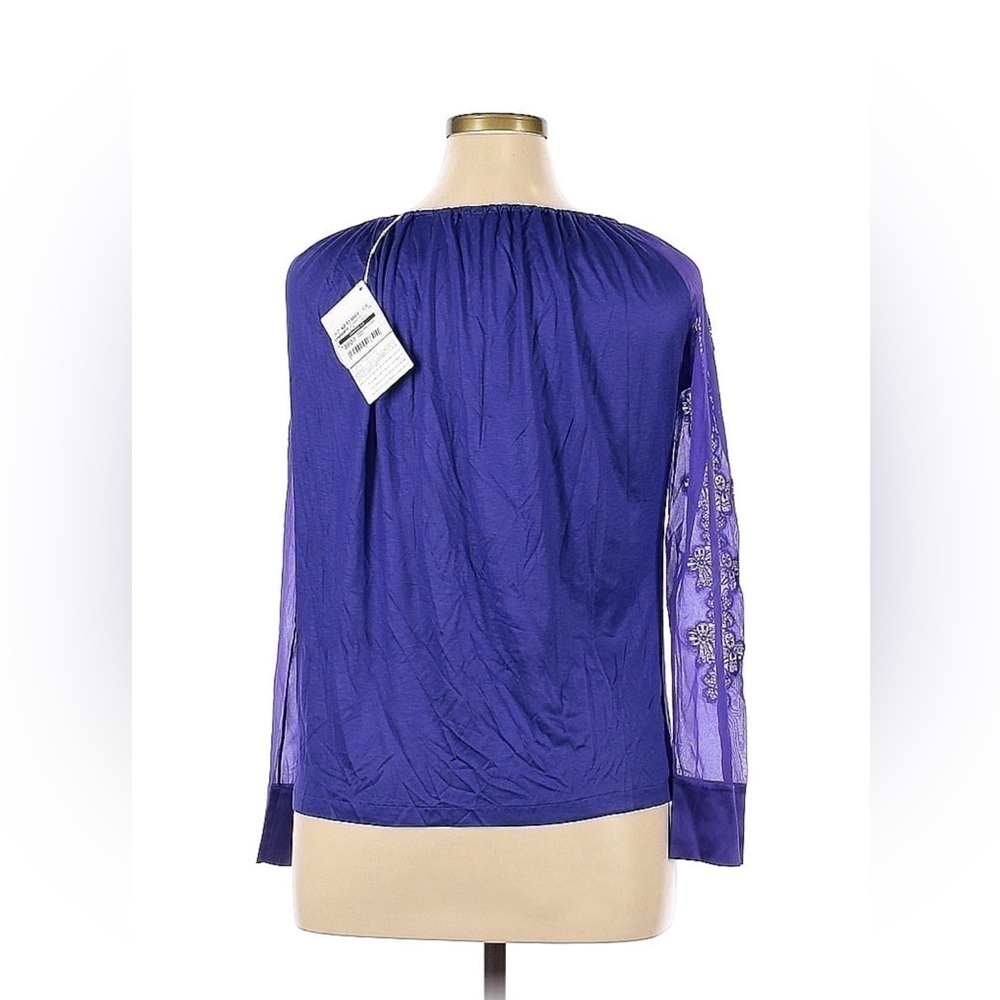 LA PERLA Lace-Trim Blouse In Purple - Picture 2 of 9